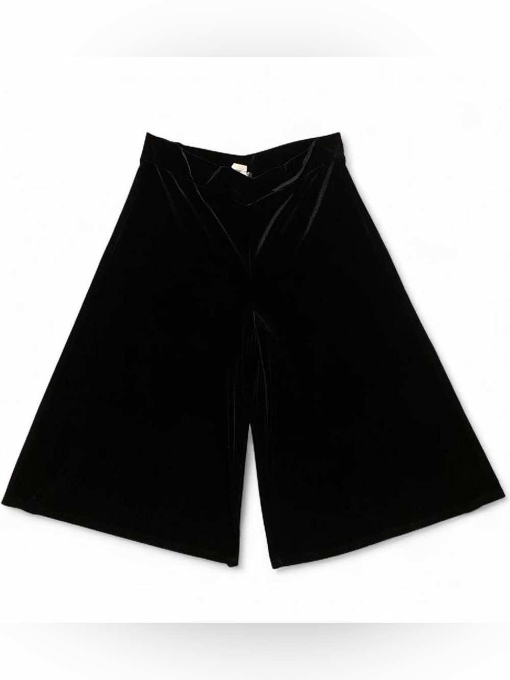 Paniz Black Velour Wide Leg Gaucho Pants